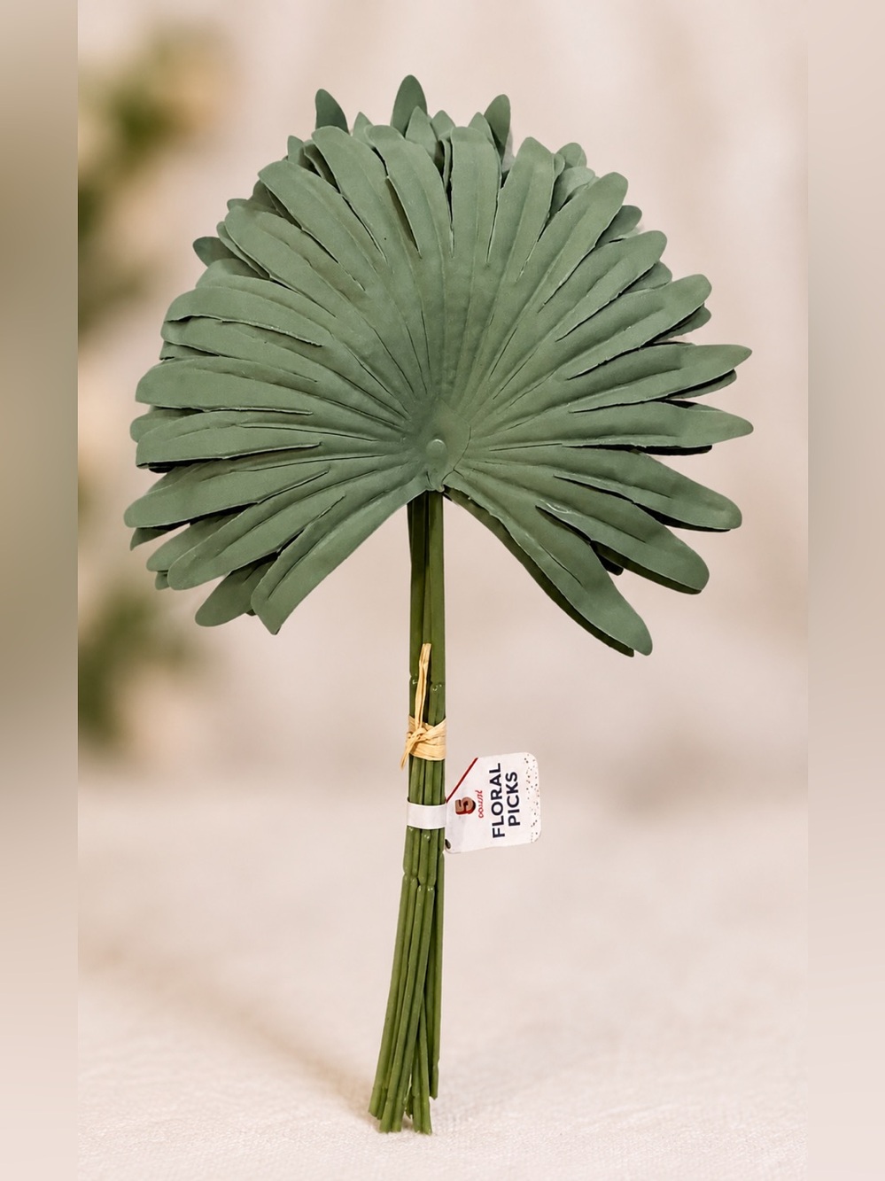 NEW 5 Count Green Fan Leaf Floral Picks Artificial Tropical Decor Craft